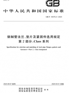 鋼制管法蘭、墊片及緊固件選用規(guī)定 第2部分：Class系列國(guó)標(biāo)/T 43079.2-2023
